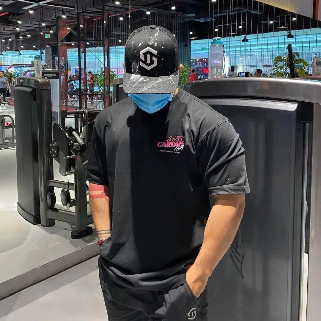 Men crew neck oversized gym t-shirt ANTI CARDIO workout t shirt gym t -shirt fitness shirt bodybuilding t-shirt