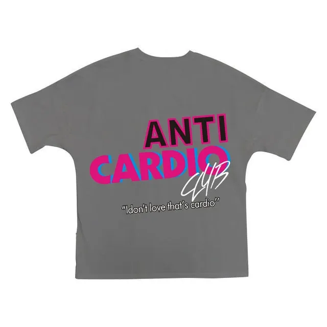 Men crew neck oversized gym t-shirt ANTI CARDIO workout t shirt gym t -shirt fitness shirt bodybuilding t-shirt