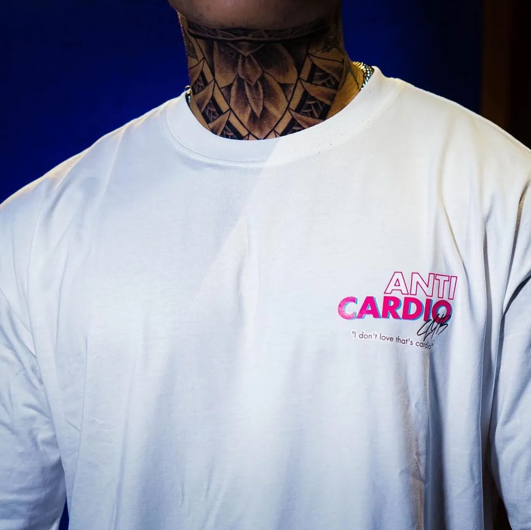 Men crew neck oversized gym t-shirt ANTI CARDIO workout t shirt gym t -shirt fitness shirt bodybuilding t-shirt