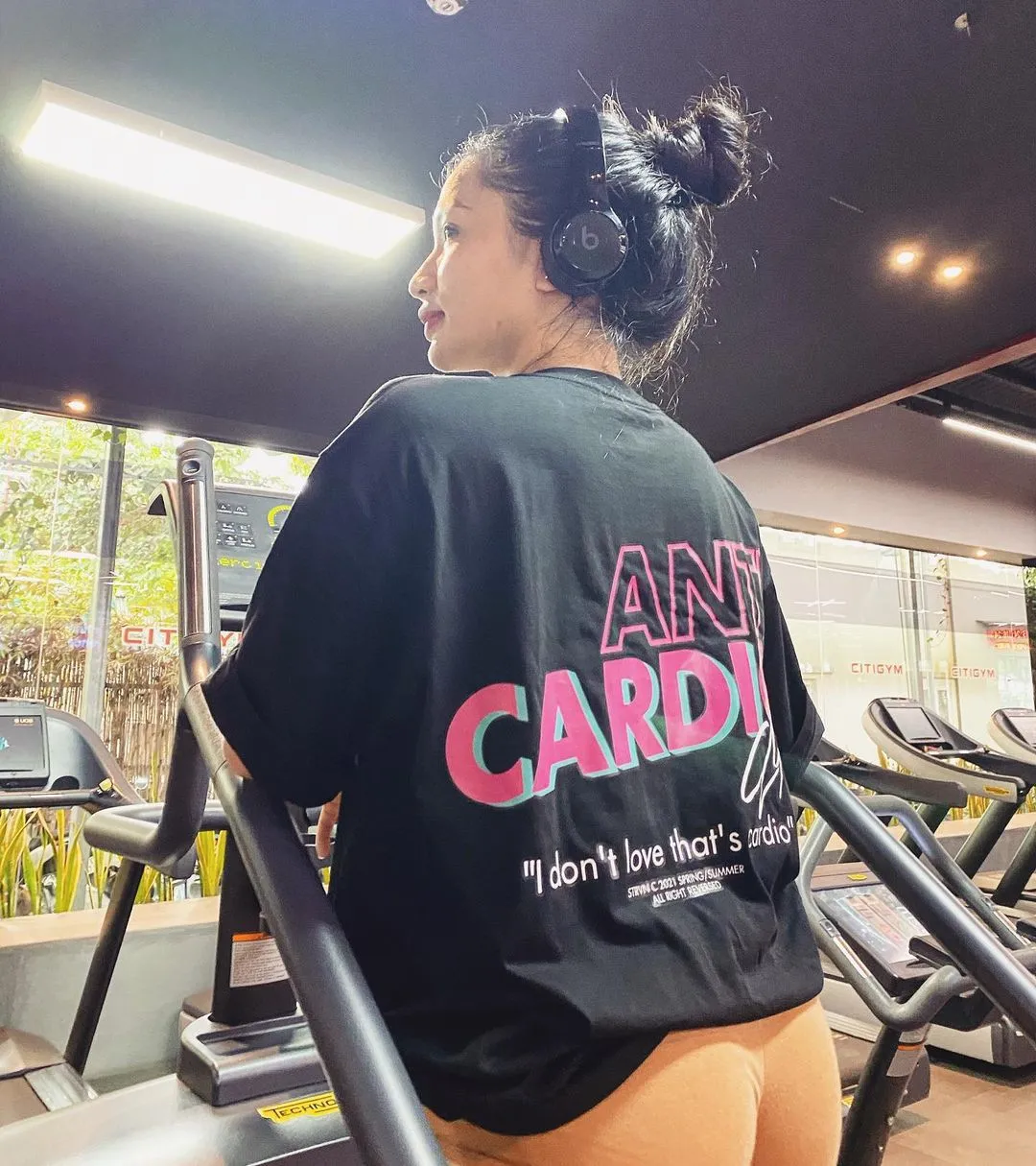 Men crew neck oversized gym t-shirt ANTI CARDIO workout t shirt gym t -shirt fitness shirt bodybuilding t-shirt