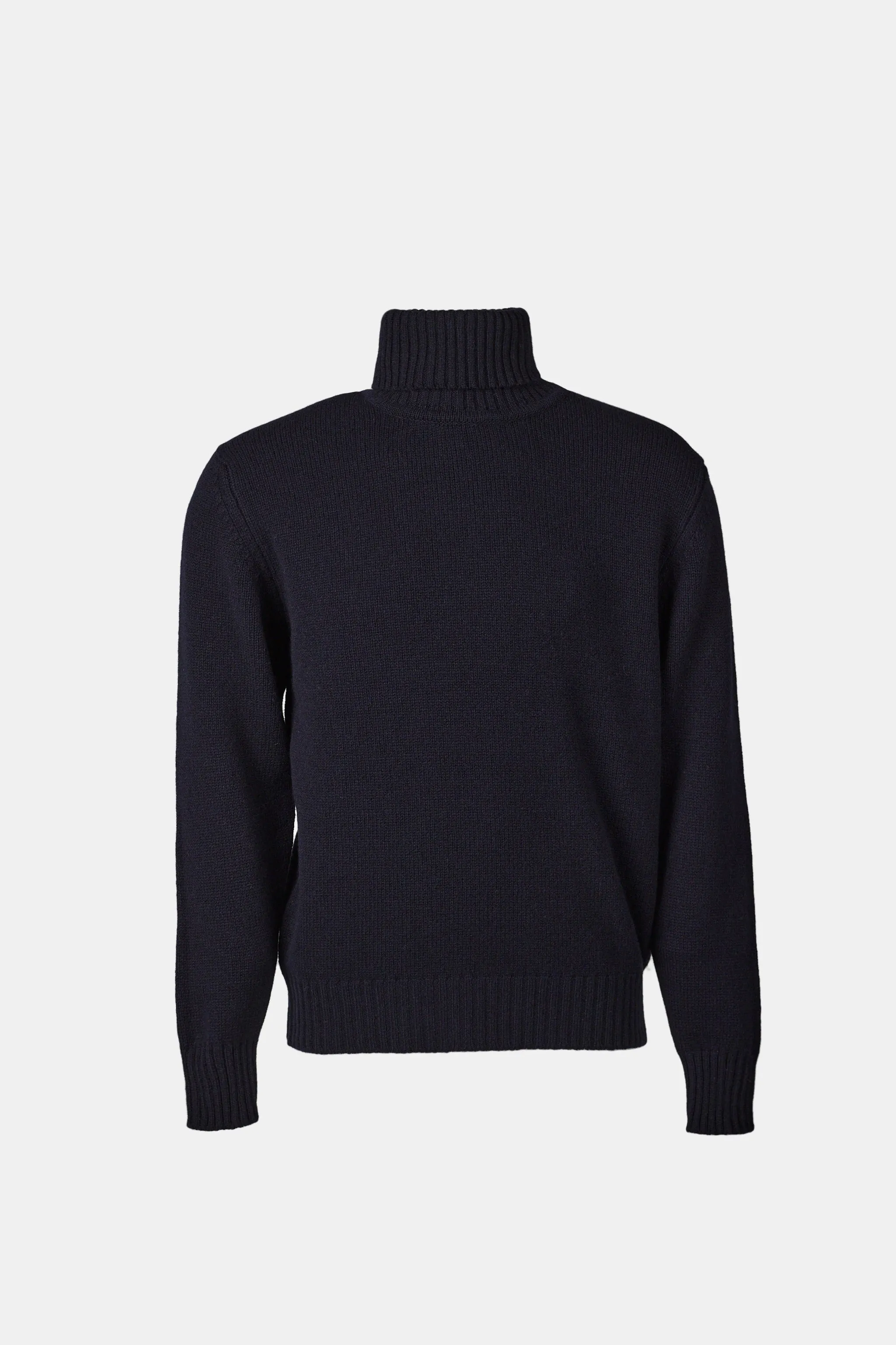 Men's Lambswool Roll Neck Jumper - Navy
