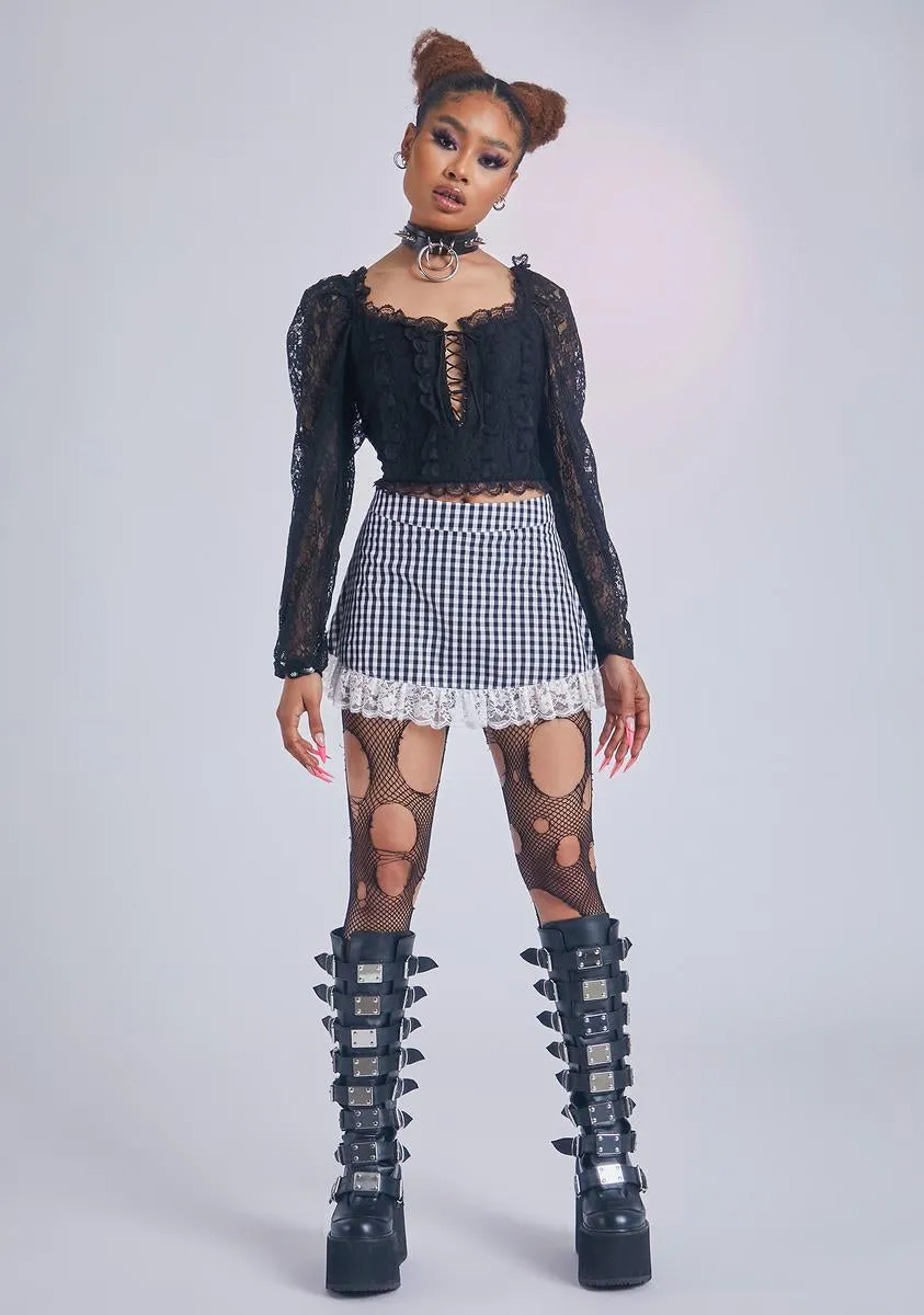 Midnight Creme Delight Lace Crop Top