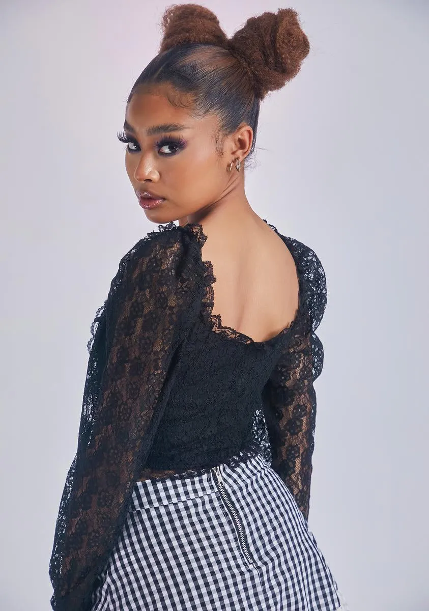 Midnight Creme Delight Lace Crop Top