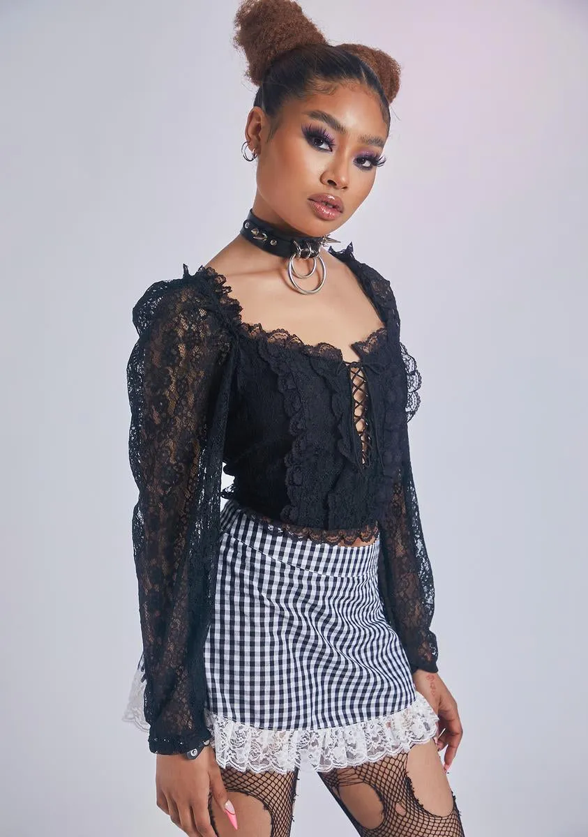 Midnight Creme Delight Lace Crop Top