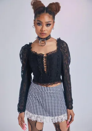 Midnight Creme Delight Lace Crop Top