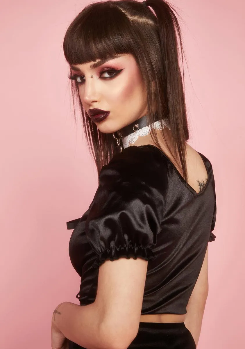 Midnight Royal Invitation Puff Sleeve Top