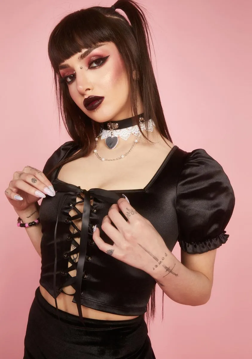 Midnight Royal Invitation Puff Sleeve Top