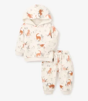 Organic Dinosaur Print Fleece Hoodie and Jogger Pants 3-6 months