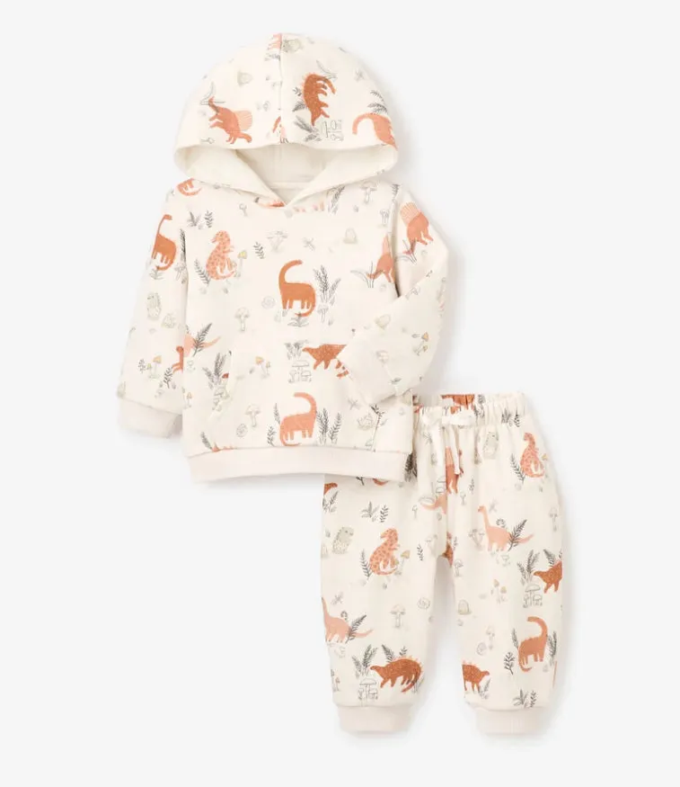 Organic Dinosaur Print Fleece Hoodie and Jogger Pants 3-6 months
