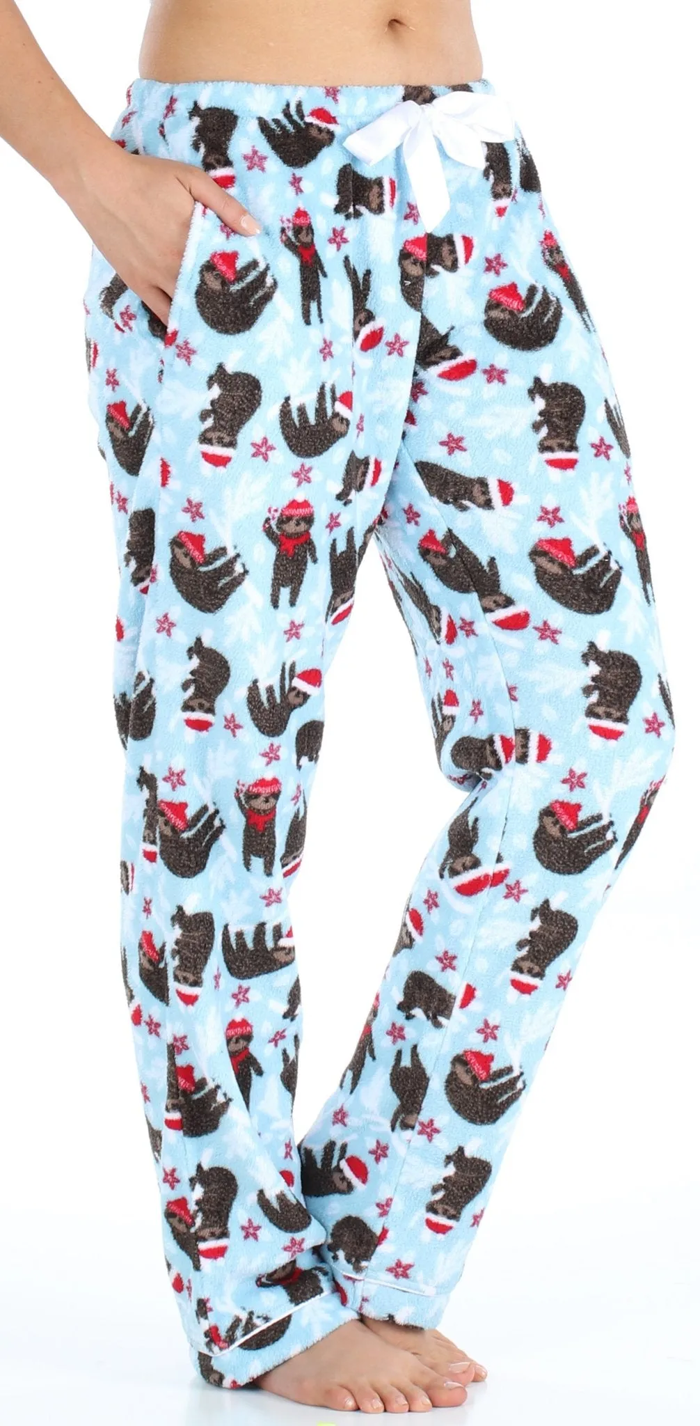 PajamaMania Women’s Plush Fleece Long Sleeve 2-Piece Button-Down Pajamas