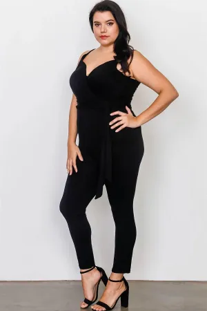 Plus Size Black Belted Jumpsuit / 2-2-2