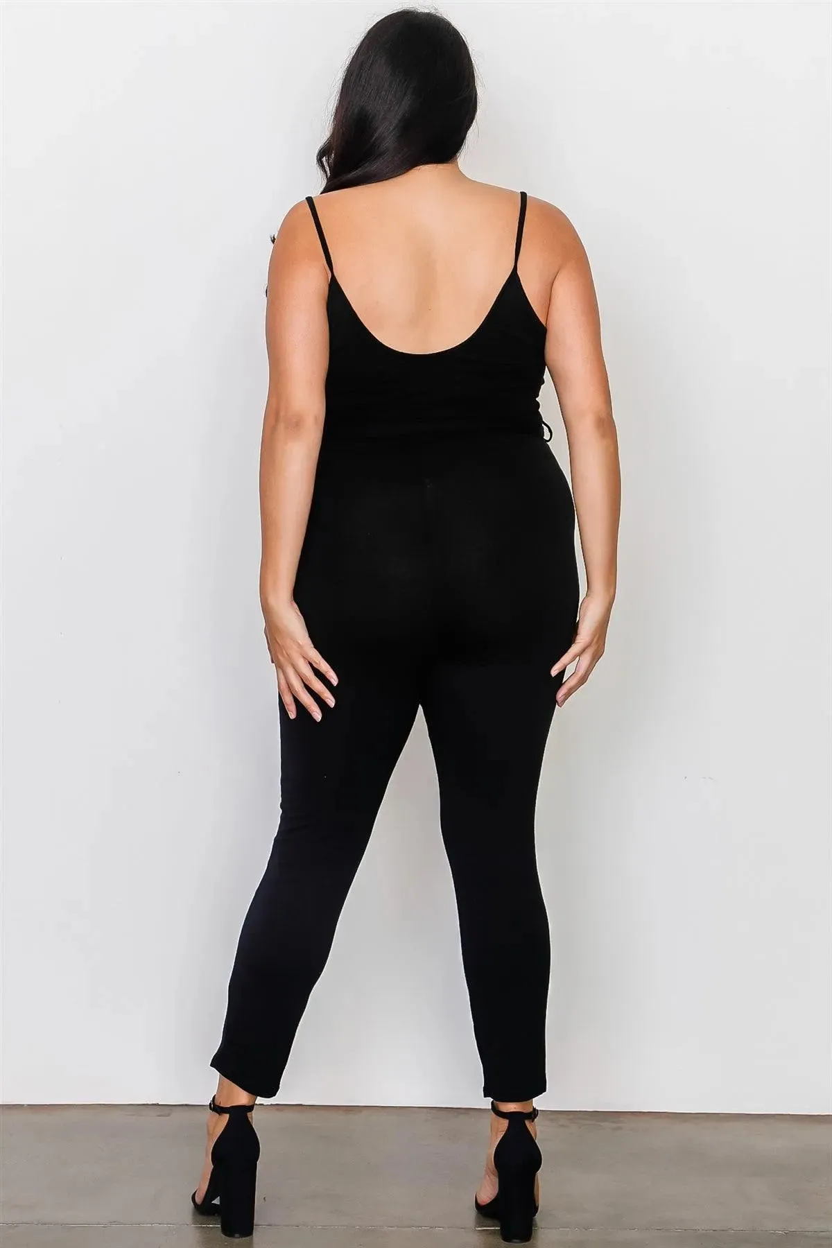 Plus Size Black Belted Jumpsuit / 2-2-2