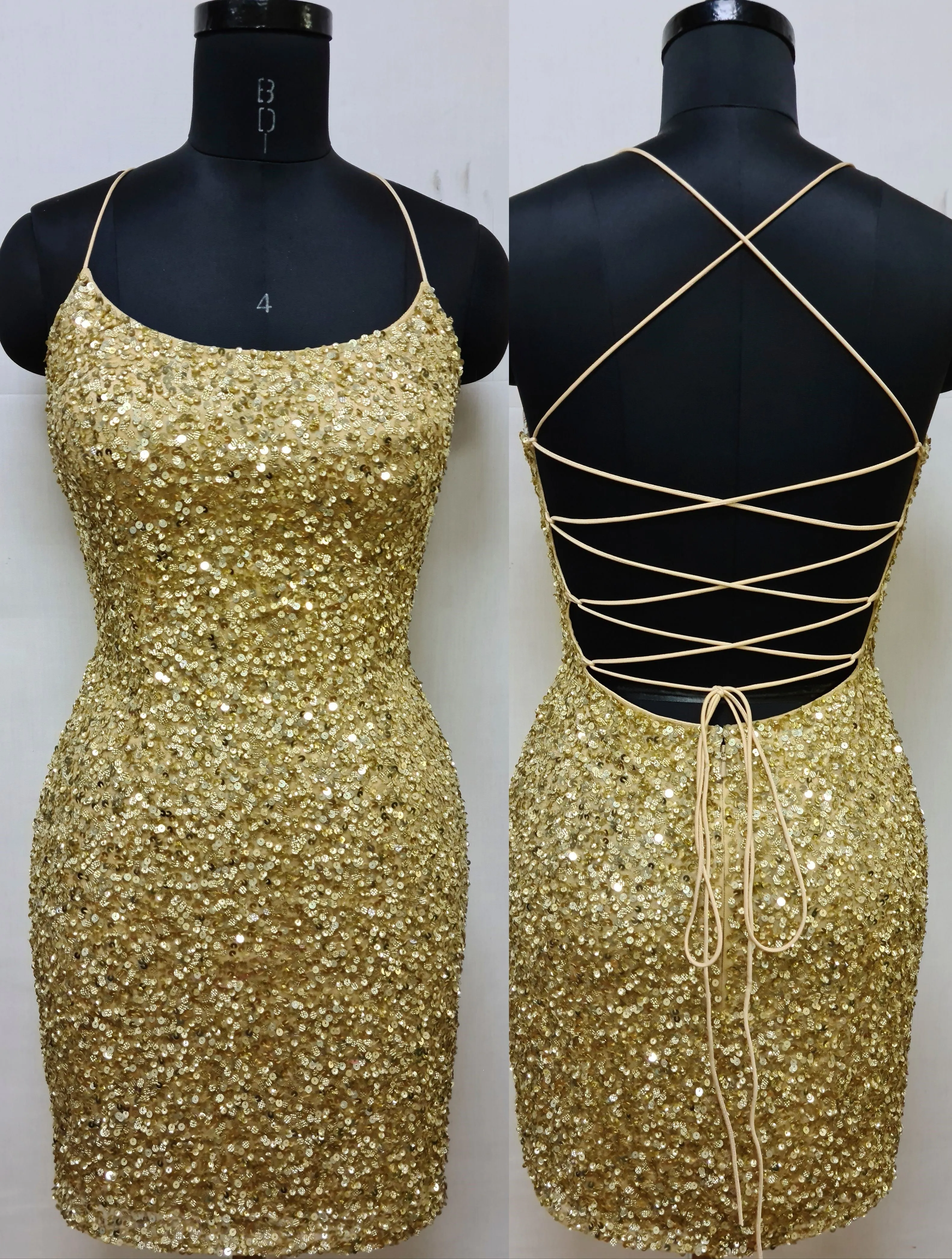 Primavera Couture 3351 Size 4, 14 Fuchsia Cocktail Dress Short Fitted Sequin Backless Homecoming Dress