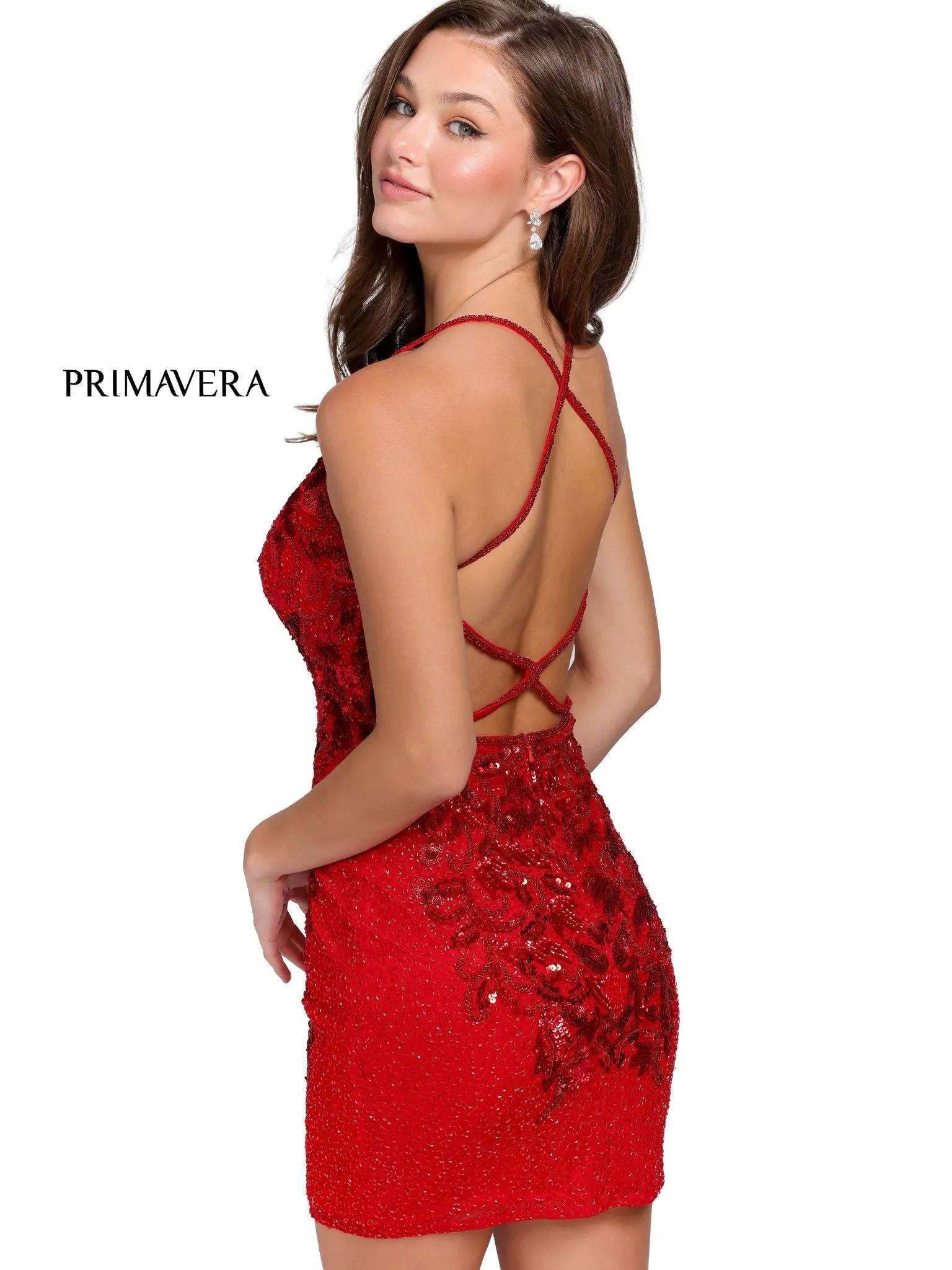 Primavera Couture 3516 Size 8 Sage Green Beaded Cocktail Dress backless short fitted homecoming dress
