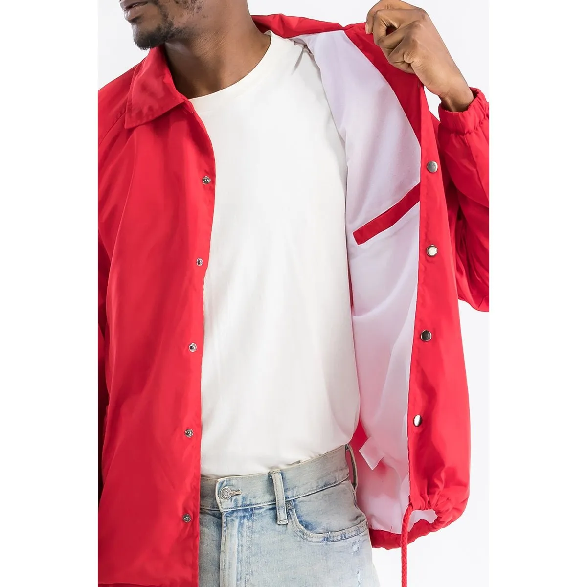 Red Solid Coach Jacket