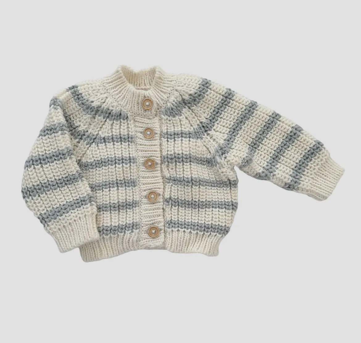 Rib Knit Stripe Cardigan- Bowie Grey