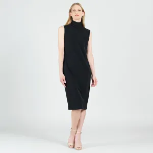 Signature Mock Neck Midi Dress - Black