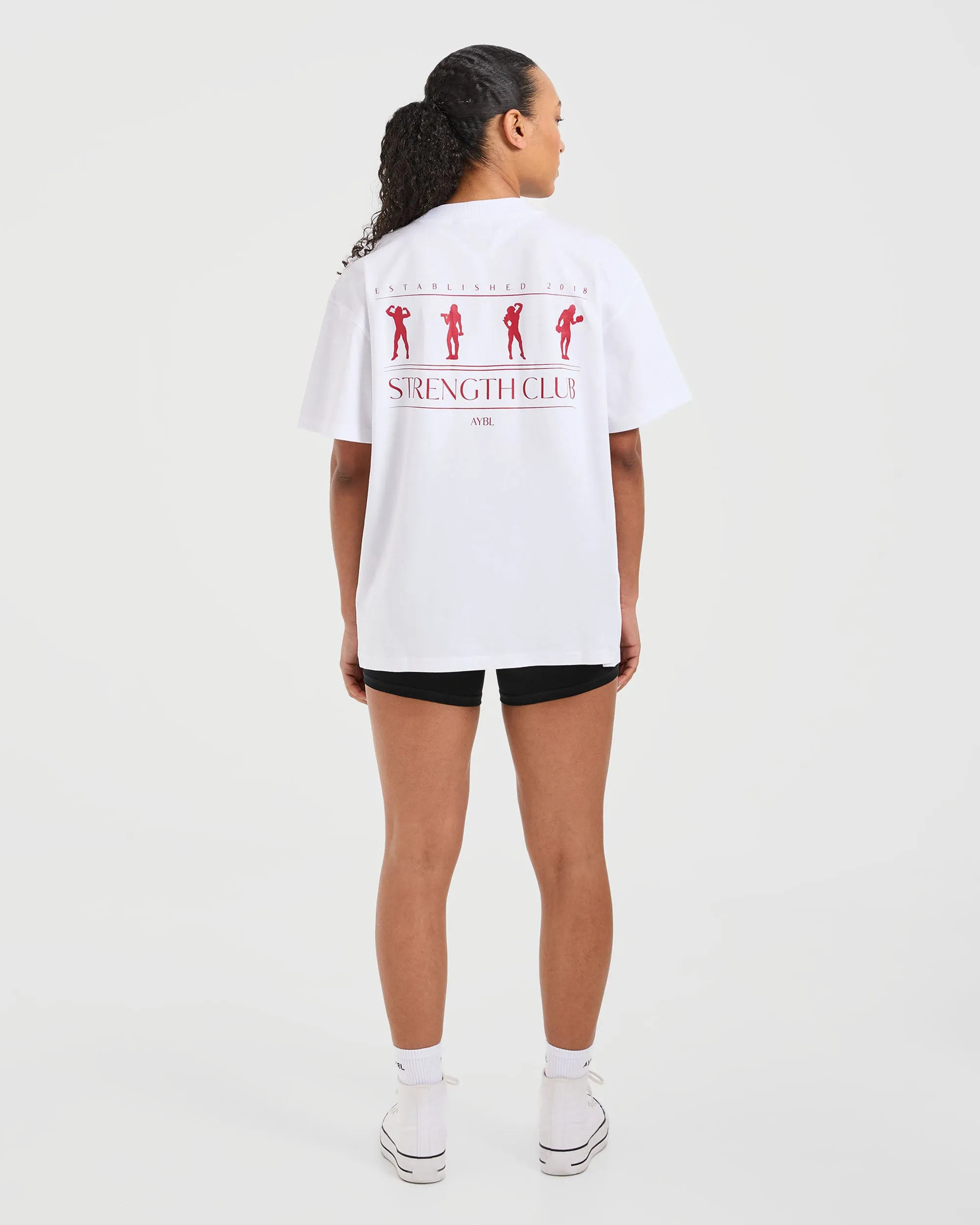 Strength Club Oversized T Shirt - White/Red