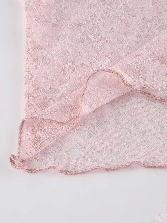 Uniwim ootd Lace Patchwork Crop Blouse