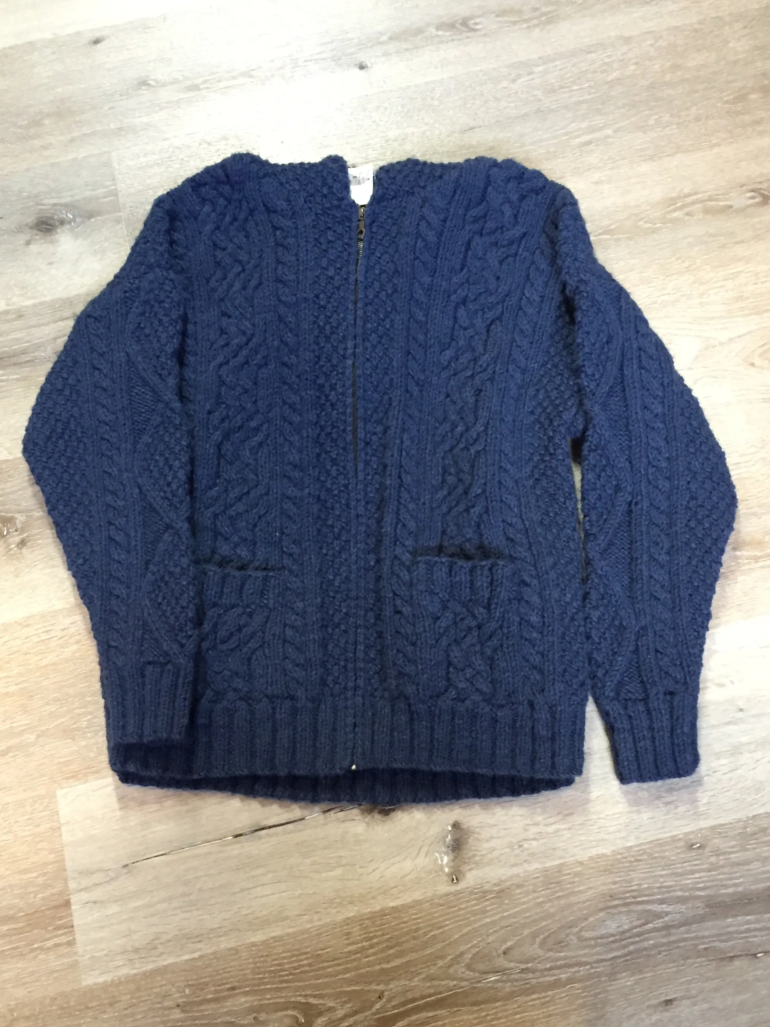 Vintage Romney Dark Blue Hooded Wool Cardigan, SOLD