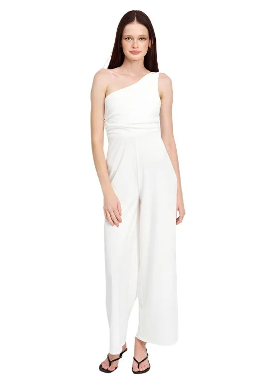 Wide Leg One Shoulder Jumpsuit