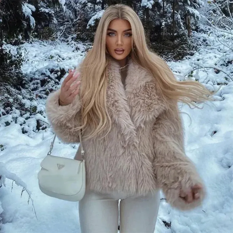 Women's Faux Fur Big Collar Winter Overcoat