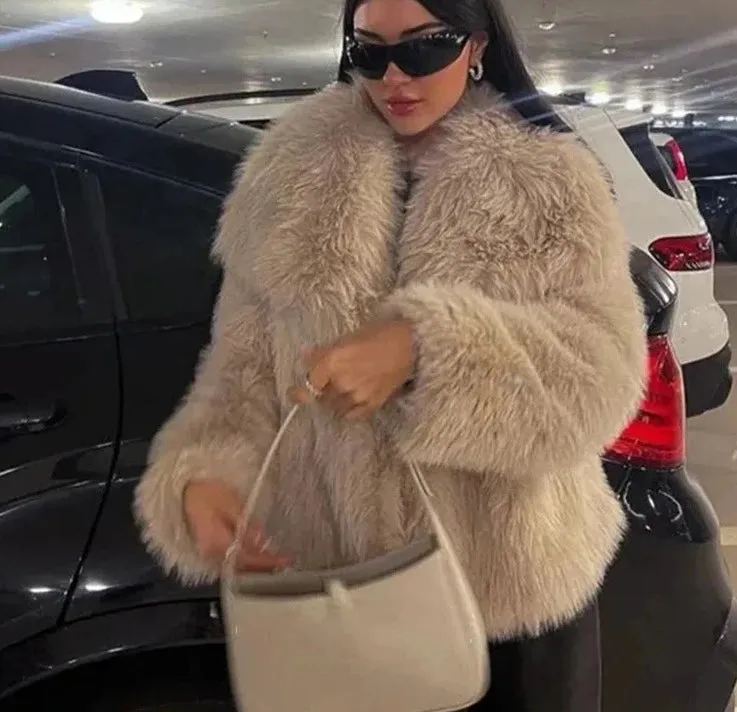 Women's Faux Fur Big Collar Winter Overcoat