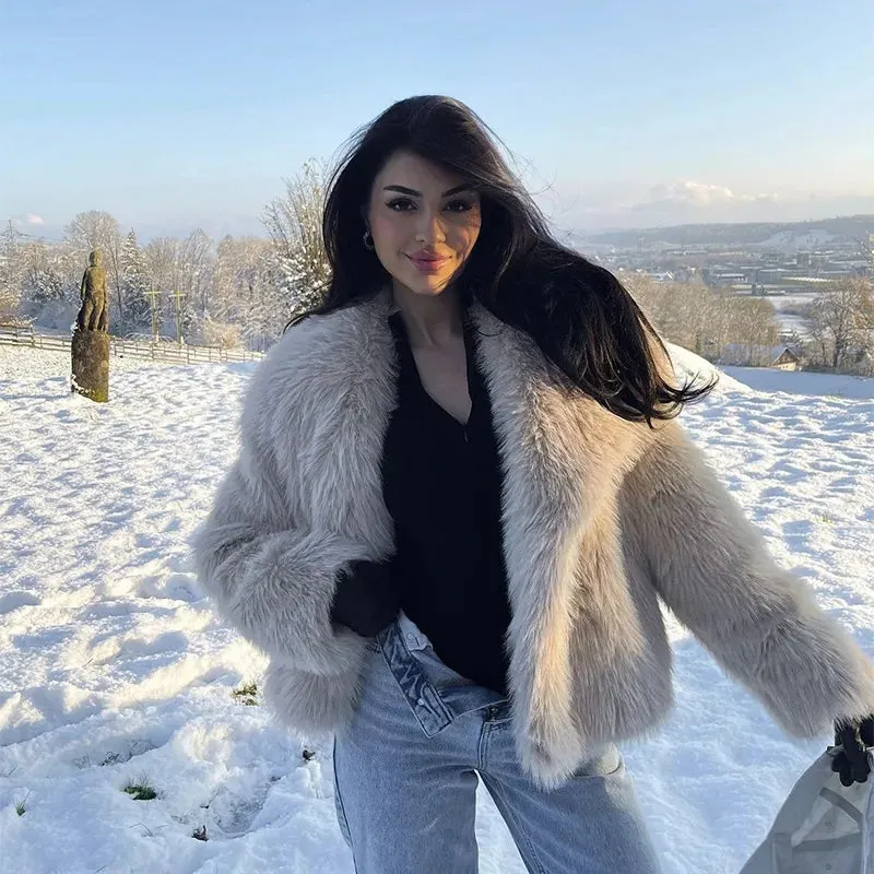 Women's Faux Fur Big Collar Winter Overcoat