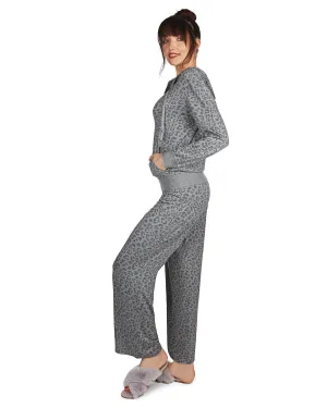 Women's Leopard Print French Terry Cloth Lounge Hoodie